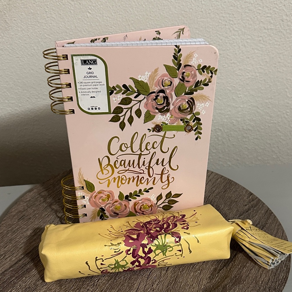Lang - A Beautiful Moments grid journal & An Artisan by Accessory Leather pouch